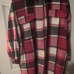 Plaid Button-Up Shirt Jacket